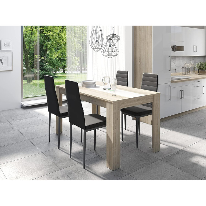 Обідній стіл byLIVING Nori/Сучасний кухонний стіл під дуб/Двосторонній висувний стіл чорного або білого кольору/Великий стіл / 160 x 90, В 75 см 160 x 90, В 75 см Коричневий