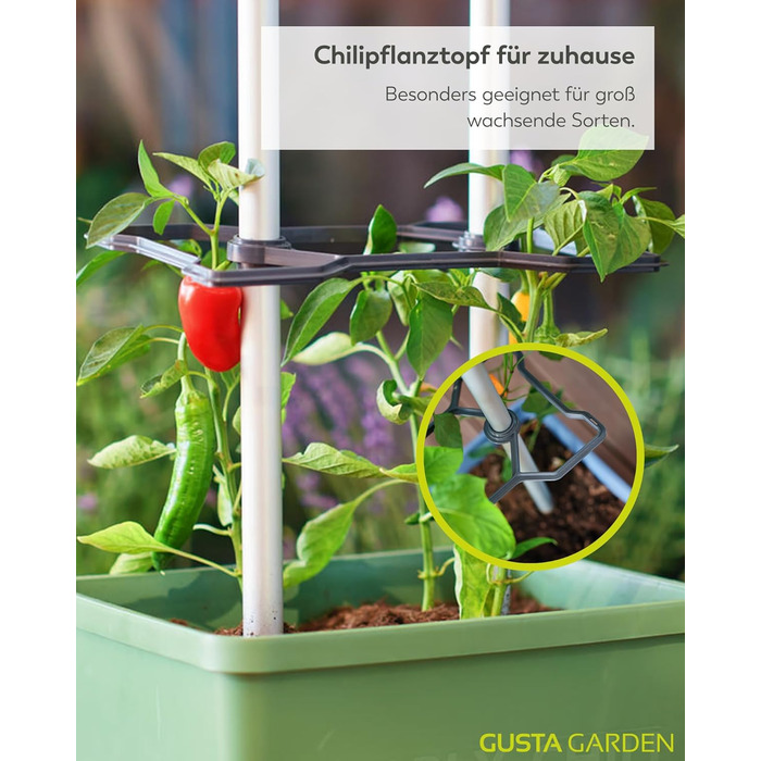 Горщик для рослин Charly Chili Chili - Горщик для рослин із шпалерою, системою поливу та міцним каркасом (темно-зелений, XL) XL Темно-зелений