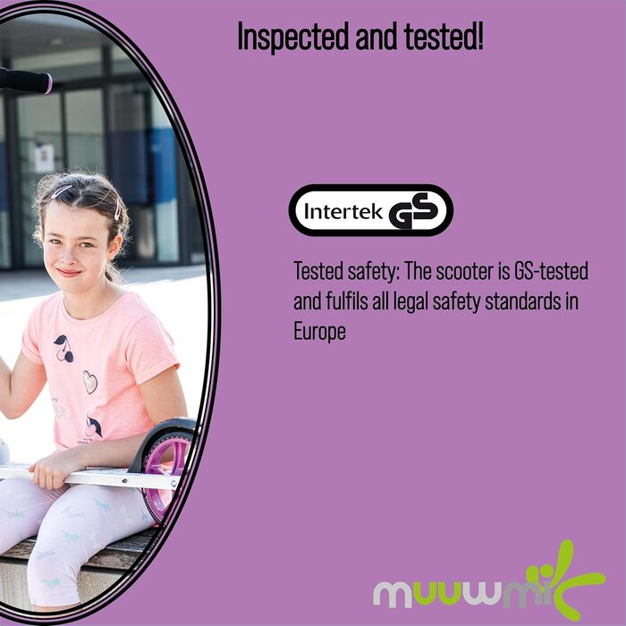 Алюмінієвий самокат muuwmi - самокат-кік, 200 мм, ABEC 5, GS-тест, регульований по висоті, дека XL, рожево-бірюзовий
