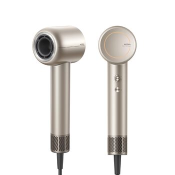 Фен для волосся MOVA Shine 10 швидке сушіння, Moisture Caring Tech, безщітковий двигун 110 000 об/хв, низький рівень шуму, плазмові іони, концентратор, NTC-контроль температури (1000 вимірів/с), для дому, салонів та подорожей, Gold