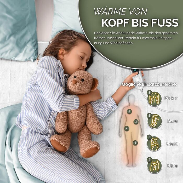 Підогріта підковдра 150x80 см з автоматичним вимиканням Підогріта ковдра з 3 температурними режимами Підігрітий килимок для ліжка М&39яка флісова підогріта ковдра, однотонна, 150 x 80 см