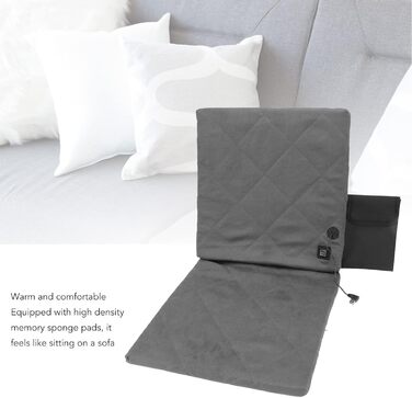 Підігріте кемпінгове крісло зі спинкою, електрично підігрітим сидінням, складними стадіонними сидіннями, підігрівом чохла зі спинкою для кемпінгу, риболовлі, полювання (сіре)