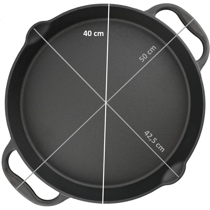 Чавунна сковорода-гриль BBQ-Toro I Чавунна сковорода з двома ручками і двома носиками I Сервірувальна сковорода I Сковорода (Ø 40