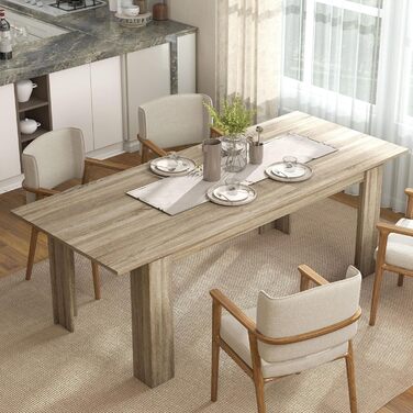 Розсувний обідній стіл HOMCOM 180-260 x 90 см, Кухонний стіл для 8-10 осіб, Сучасний обідній стіл, Дуб, Виготовлено в ЄС