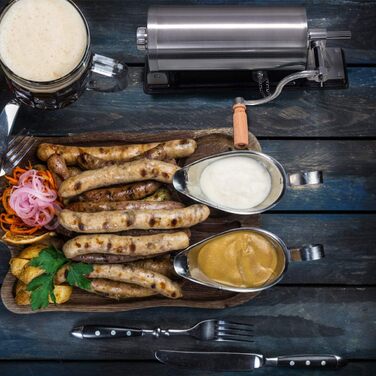 Ручна ковбасна машина, ковбасна машина з нержавіючої сталі, ковбасна машина в комплекті з 4 наповнювальними трубками сріблястого к