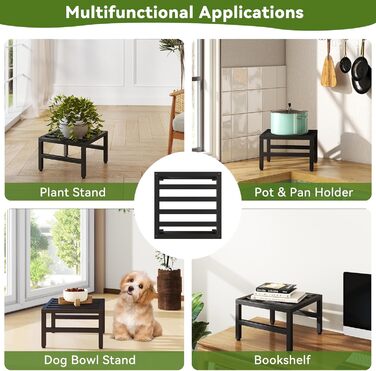 Підставка для рослин IBUYKE з 3 предметів, металева, для використання в приміщенні/на вулиці, міцна підставка для невеликих квіткових горщиків 30 см, сучасна квадратна полиця для рослин, підставка для вітальні, балкону, саду, чорна TMJ075B-3 чорна 30 см -