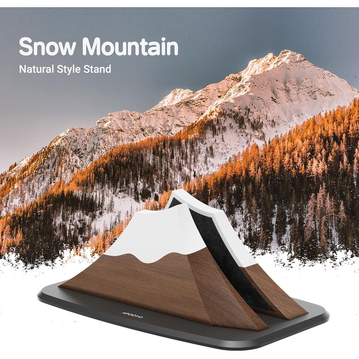 Вертикальна підставка для ноутбука деревяний тримач у формі снігової вершини, сумісна з MacBook, Surface, Chromebook, Dell та іншими, компактний дизайн для всіх ноутбуків, обробка під горіх Волоський горіх Снігова гора