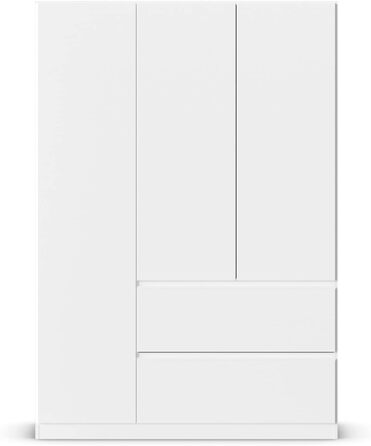 Меблі Rauch Costa, шафа для спальні, дитячої кімнати, кімнати немовляти, кімнати підлітка, передпокою, 3-дверна шафа з 2 шухлядами, механізм відкривання натиском, білий, ширина 136 см, без дзеркала, альпійський білий білий профіль ручки, 54 x 136 x 197 см