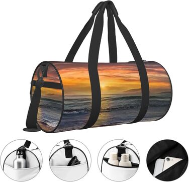 Спортивна дорожня сумка Bodybuilding Evolution великої місткості, легка та міцна, ідеальний подарунок для походів, відпочинку, ділових поїздок та іншого, дизайн Захід сонця на пляжі, універсальний розмір