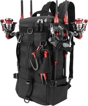 Рибальські сумки Сумка для зберігання рибальських снастей, сумка через плече Рибальське спорядження, зберігання вудок, сумка для інструментів для риболовлі Походи Полювання Кемпінг Чорний