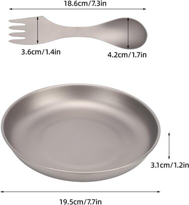 Набір посуду для кемпінгу Taidda 3-в-1, виделка-ложка-різак із зубчастим лезом та легкою пластиною з титанового сплаву, що штабелюється для походів, походів з рюкзаком, пікніків та