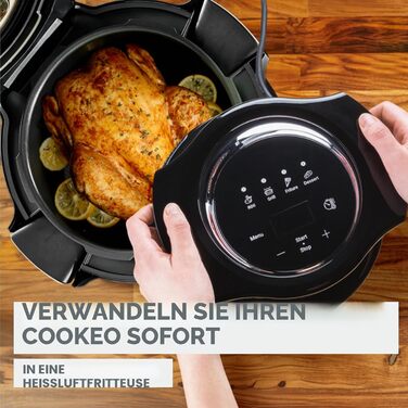 Мультиварка-скороварка Moulinex Cookeo Wi-Fi з функцією Extra Crisp, 14 режимів приготування, Air Fryer, покрокові рецепти, CE96X8F0, чорна