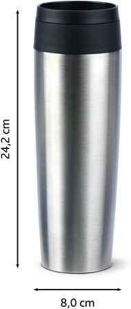 Дорожня кружка Класична ізольована кружка 0,5 літра, нова зручна кришка, що закручується, нержавіюча сталь, зберігає напої гарячими 6 годин і холодними 12 годин, 100 герметична, можна мити в посудомийній машині, отвір для пиття на 360, нержавіюча сталь, 2