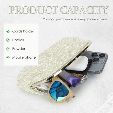 Елегантне клатч-вестикування Kunstperlen для жінок, вечірня сумочка для нареченої з ланцюжком на плече для весілля, випускного та вечірки, бежевий колір