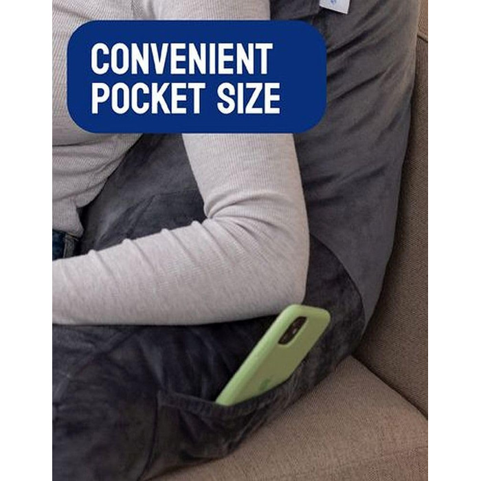 Змінний чохол для подушки для читання ComfortSpa для спинки 19 дюймів, поліестеровий велюр, можна прати в пральній машині та сушити в сушильній машині, сірий