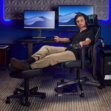 Ергономічний стілець EUREKA з регульованою висотою та коліщатками, офісний стілець для м&39якого комфорту, нековзна основа, поворотний стілець на 360, висота сидіння 43-51 см (чорний)