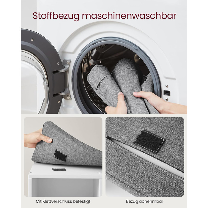 Лавка для взуття VASAGLE, полиця для взуття із сидінням, лавка для зберігання речей, добре оббита, лавка для передпокою з 10 відділеннями, регульовані полиці, для спальні, 30 x 104 x 48 см, біло-сірий LHS10WT білий сірий