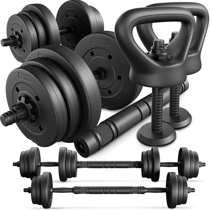Набір гантелей 4в1 TREX SPORT штанга та гиря Комплект 20кг/40кг (2x10 кг)