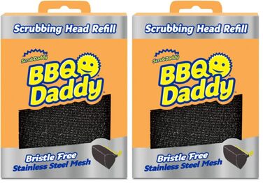 Смінні насадки Scrub Daddy BBQ Daddy для чищення гриля щітка для решітки без щетинок з технологією FlexTexture, високотехнологічний аксесуар для прибирання, 2 шт., чорний