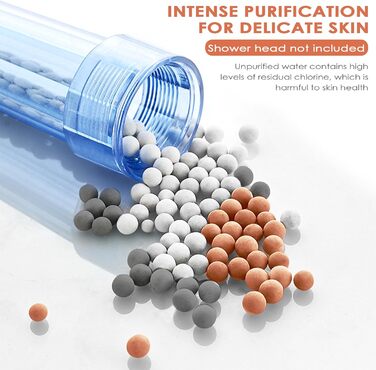 Душова насадка для фільтра з намистинами, душова насадка, фільтр проти випадіння волосся з вапняним нальотом, фільтруючі камені, антибактеріальні іонні фільтри, мінеральні камінці для видалення хлору, 9 Pack Mineral Beads Refill Set
