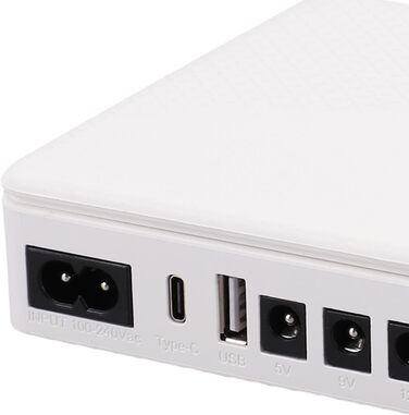 Джерело безперебійного живлення для роутера, модему, камери з USB Type-C та PoE виходом, захистом від перенапруги. Акумуляторна батарея для резервного живлення, європейська вилка., 20800 mAh