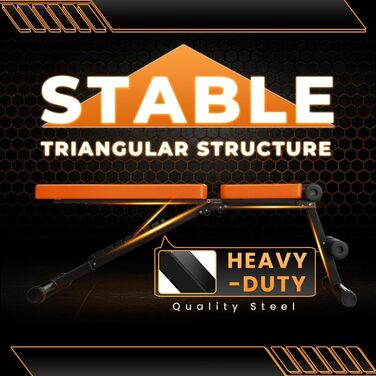 Регульована силова лава, складна тренувальна лава, похила лава з 8-позиційною регульованою спинкою, фітнес-лава, похила лава для тренування всього тіла, вантажопідйомність 660 фунтів, помаранчевий