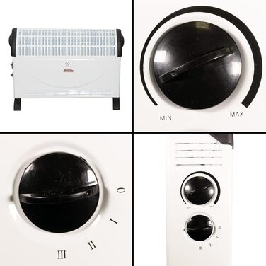 Електричний обігрівач MAUK, підключається до мережі Захист від замерзання з термостатом, 3-ступінчастий конвектор Обігрівач з ручкою для перенесення, кемпінговий обігрівач, 750/1250/2000 Вт, білий, електричний, для теплиць