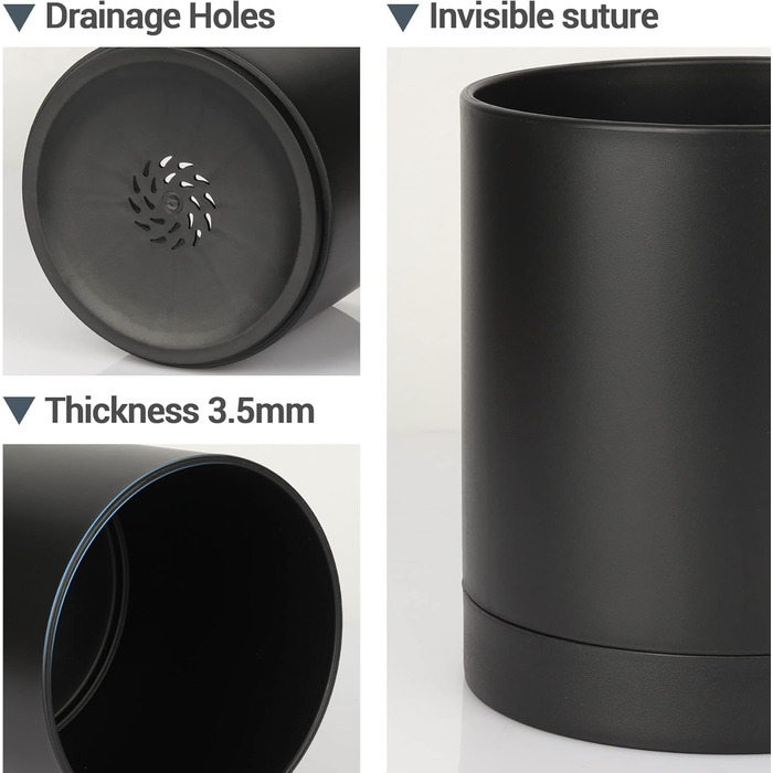 Пластиковий горщик для квітів з декількома дренажними отворами, набір з 4 кашпо для трав з блюдцем, кругле кашпо для кімнатних і б