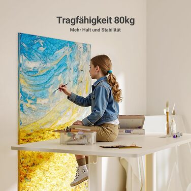 Стіл Claiks з регульованою висотою 160 x 80 см (FSC), вантажопідйомність 80 кг, стіл з регульованою висотою з 2 гачками та 3 функціями пам&39яті, стіл для роботи стоячи з тихим двигуном для домашнього офісу, білий 160 x 80 см