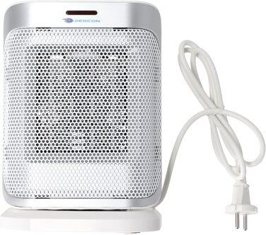 Керамічний вентилятор-обігрівач з коливаннями DESCON 1500 Вт, білий, 3 режими потоку повітря, термостат, захист від перегріву, для зонального обігріву, компактний дизайн