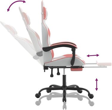 Ігрове крісло з підставкою для ніг, крісло для ПК, ігрове крісло, крісло для геймерів, крісла для домашнього офісу, крісла для ігор, комп&39ютерне крісло, крісло для PlayStation, біла та рожева штучна шкіра