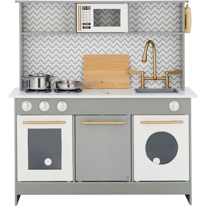Сіра дитяча кухня Ігрова кухня Дитяча ігрова кухня Дерев&39яна кухня Teamson Kids TD-12681A