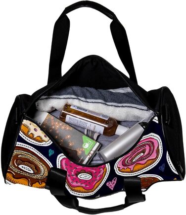 Сумка-мішок для подорожей, спорту та шопінгу, для йоги, з дизайном пончиків та їжі, рожева, фітнес-сумка для активного відпочинку, ручна поклажа