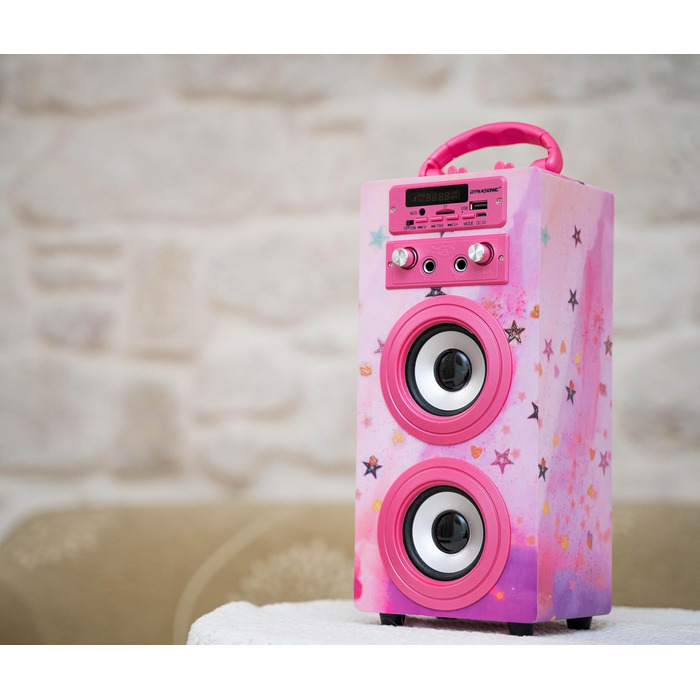 Караоке-система DYNASONIC 2 мікрофони Model 15 Lights, портативна, для дітей