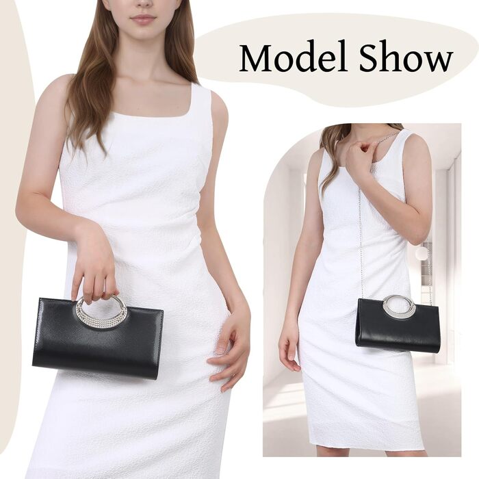 Чорне клатч-зімкнення зі знімним ланцюжком. Елегантна жіноча сумочка для вечірок, весіль, вечер та повсякденного використання.