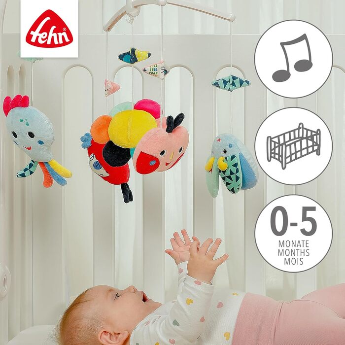 Дитяча музична іграшка для сну з милими тваринами - Baby Mobile Music Box Melody 'Mozart's Lullaby - Музично-мобільна іграшка дитяче ліжечко для немовлят 0-5 місяців (різнокольорова, ука (1 упаковка))