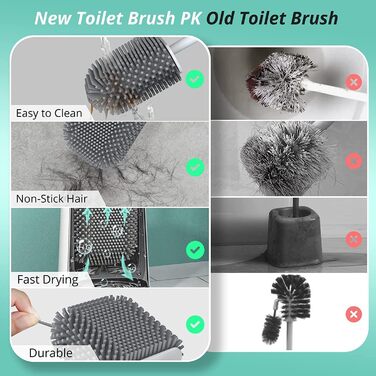 Щітка для туалету силіконова, щітка для туалету силіконова з тримачем для швидкого висихання, щітка для туалету настінна та стояча