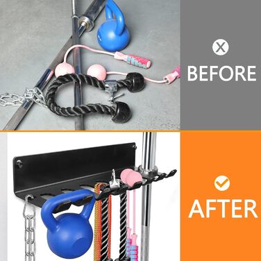 Органайзер для стійок для спортзалу, вішалка для аксесуарів для домашнього спортзалу, настінний гачок для олімпійських штанг, ракеток, м&39ячів або інструментів (електронна книга з інструкціями в комплекті)