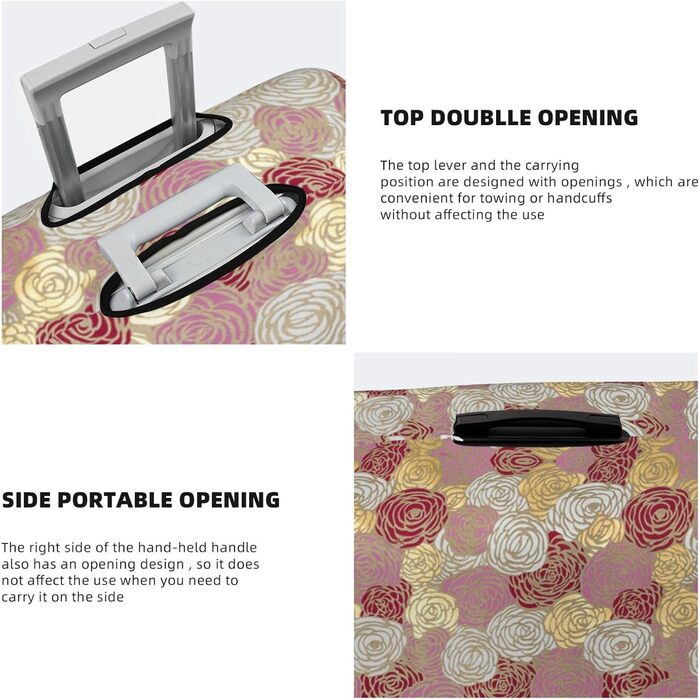 Чохол для валізи з квітковим принтом Троянда - еластичний захист від подряпин та пилу, чорний, розмір 95