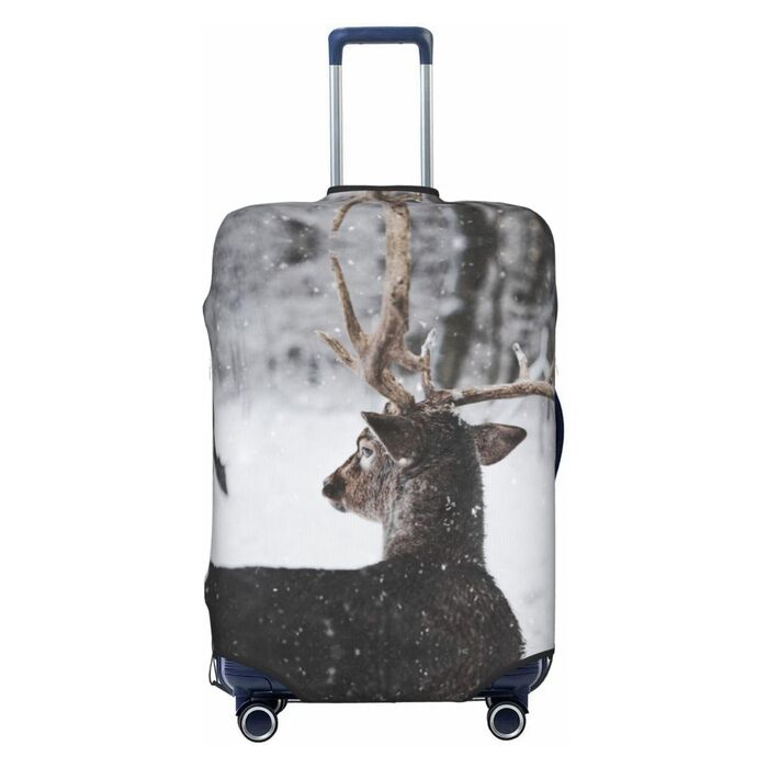 Чохол для валізи Засніжений Олень, еластичний захист від подряпин та пилу, чорний, розмір 90