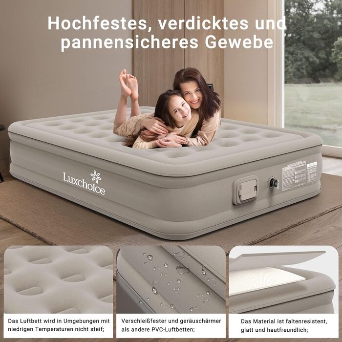 Надувний матрацу Luxchoice Air Bed для 2 осіб – самонадувний, з портативним насосом, для кемпінгу та дому