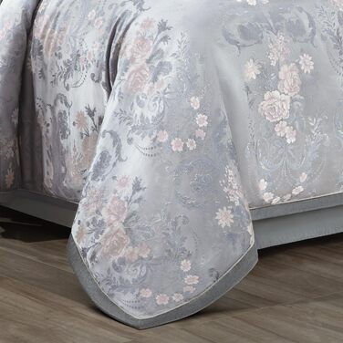 Комплект розкішної жакардової постільної білизни Loom and Mill 9 предметів для двоспальних ліжок, європейський квітковий дизайн, у