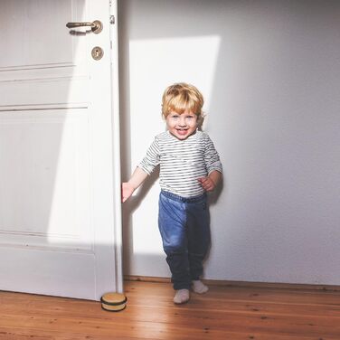 Дверний обмежувач підлоговий, для важких дверей, нержавіюча сталь, гума, плоский, підлоговий буфер під дерево HxD 5 x 10,5 см, сві