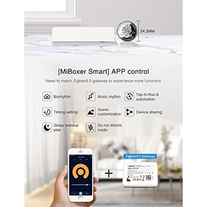 Диммер Milight Miboxer Zigbee3.0, одноколірний контролер світлодіодної стрічки, 12 В/24 В, сумісний із додатком Zigbee Storeo Echo / голосовим керуванням, FUT036Z