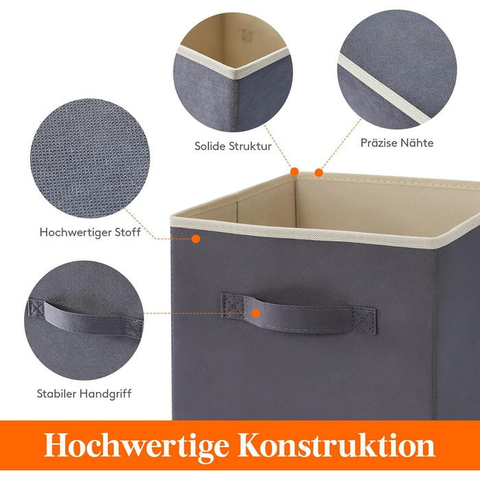 Коробка для зберігання речей Lifewit Fabric Storage Box, складні куби для зберігання об&39ємом 18 л, органайзери з нетканого матеріалу з ручкою для полиць-кубів, вставка для полиць, 10 шт. , 26,5 x 26,5 x 28 см, сірий