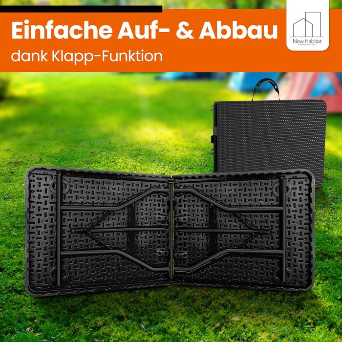 Розкладний фуршетний стіл Розкладний садовий стіл з поліратангу Всепогодний та складний пивний стіл Міцний розкладний стіл для саду, фестивалів, кемпінгу та заходів на свіжому повітрі (чорний)