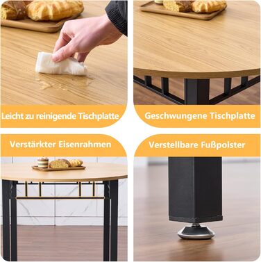 Круглий обідній стіл Mingone для 4 осіб, круглий обідній стіл 100 см, кухонний стіл з дерев&39яною стільницею, круглий стіл під дуб з металевими ніжками для вітальні, балкону, їдальні