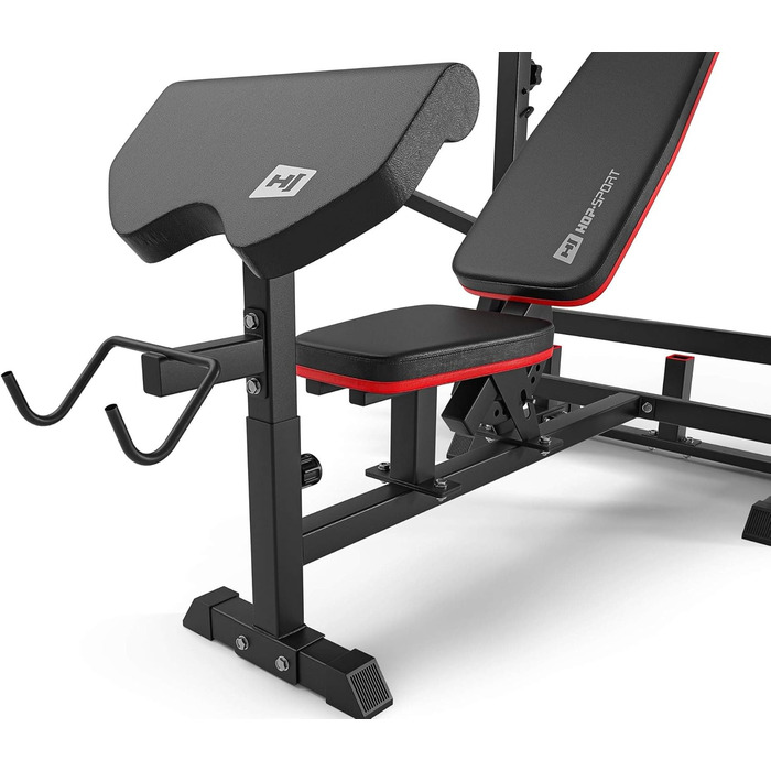 Силова лава Hop-Sport, багатофункціональна тренувальна лава з механізмом метелик, накладка на згинання ніг та згинання рук, регульована стійка для штанги, домашня фітнес-станція, вантажопідйомність 270 кг