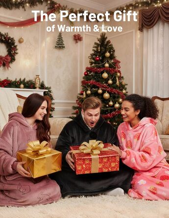 Ковдра Mewaii з рукавами, м&39яка фланелева ковдра з худі з шерпи для жінок та чоловіків, ідеально підходить для дому, подорожей та любителів домашніх тварин, світло-чорна