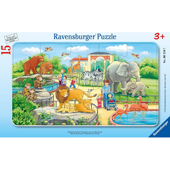 Дитячий пазл Ravensburger - 06116 Подорож у зоопарк - Рамковий пазл для дітей від 3 років, 15 елементів, Бірюзово-зелений, чудовий